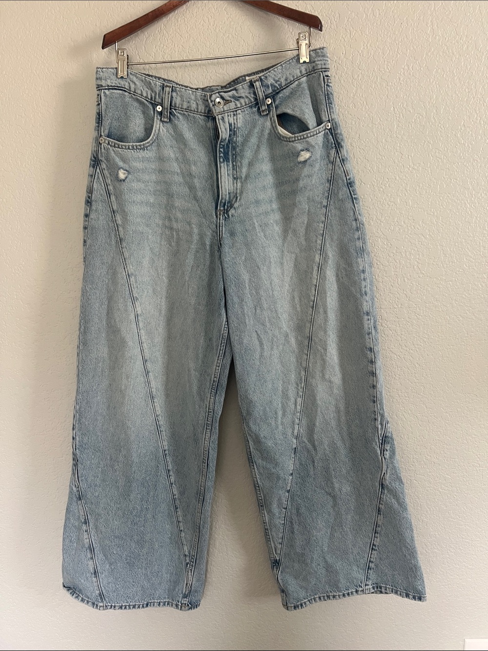rag & bone Light Blue Wide Leg Flare Jeans - Picture 2 of 13